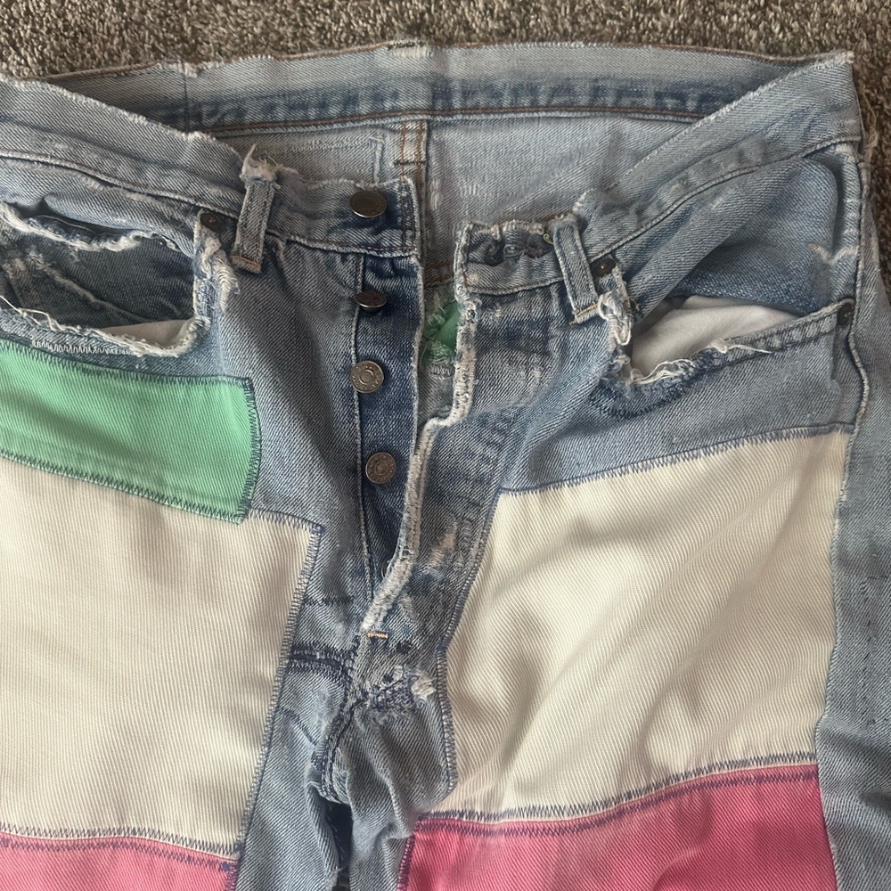 Levi's Multicolor Patchwork Straight Leg Jeans - image 4